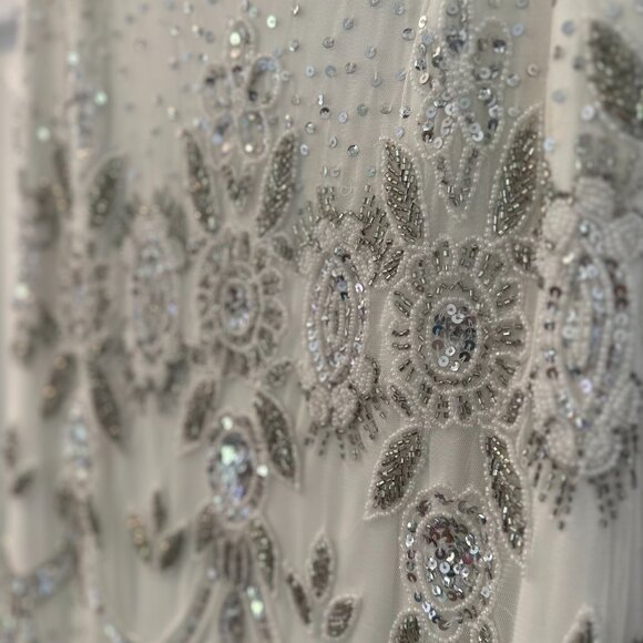 White Beaded Adrianna Papell Short Dress - Picture 3 of 4